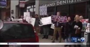 3.6.17 - Protest coverage - WLS ABC evening news screen shot